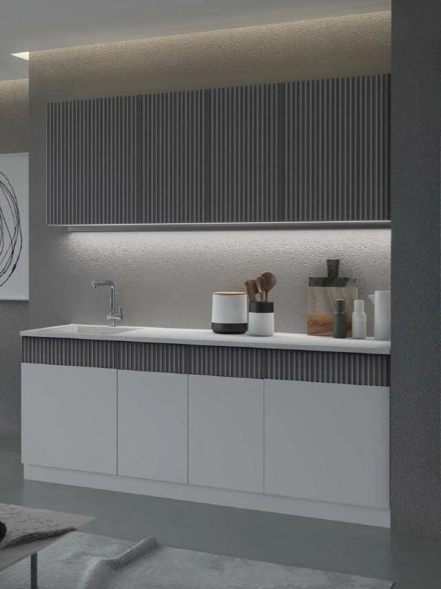 Кухонный гарнитур София Гренто 2м белый текстурный/ антарес со столешницей, ЛДСП/МДФ