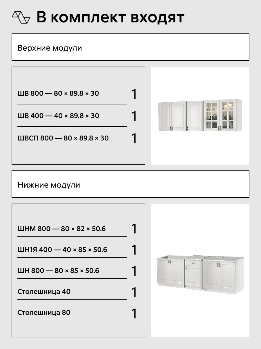 Кухонный гарнитур прямой Нонтон Престиж №3, 200 см, белый / жемчуг шервуд / антарес