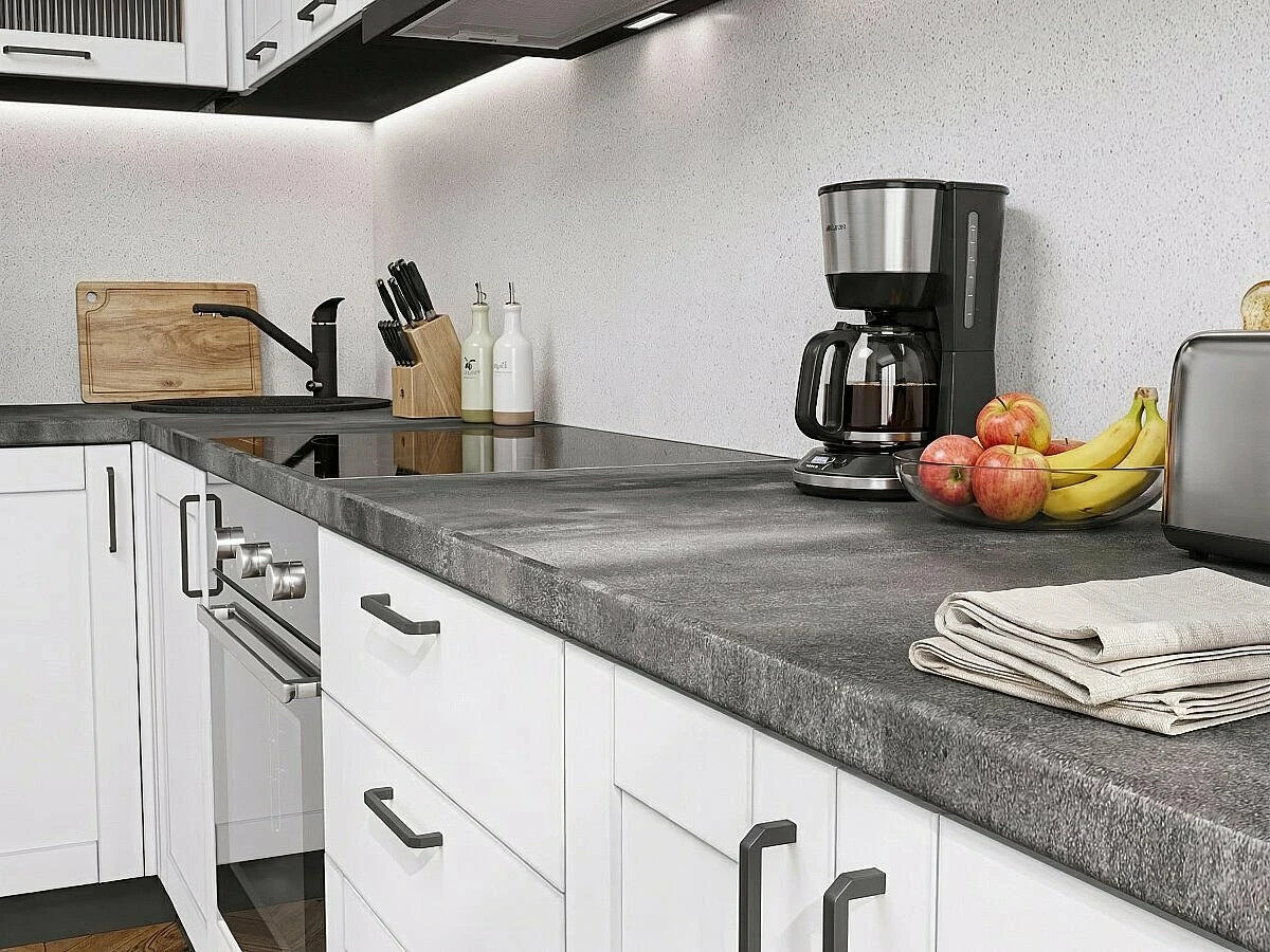 Готовый кухонный гарнитур кухня 2,2 метра Лофт-01 2140*2200*600 Grey Silk